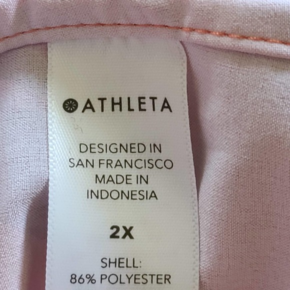 ATHLETA Mesh Racer Run Shorts 4” Pink Orange Watercolor Abstract Women's 2X - Picture 11 of 14